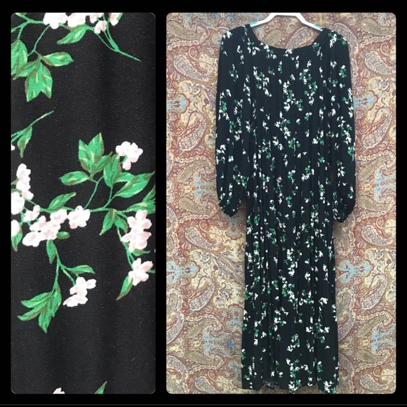 Old Navy Boho Peasant Style Floral Maxi Swing Dress, Blouson Sleeves, Size XXL - Picture 8 of 11